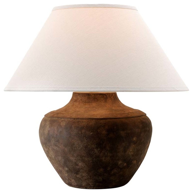 Calabria 21" Table Lamp, Sienna Finish, Off-White Linen Shade