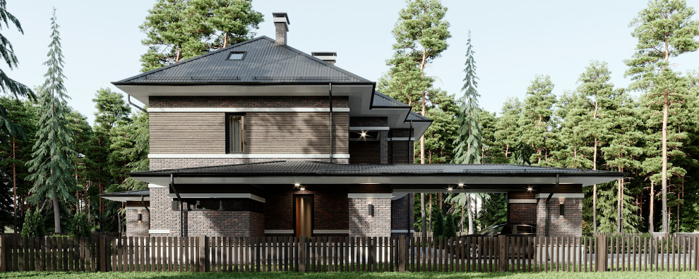Проект фасада загородного дома в Санкт-Петербурге.