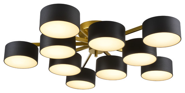 Gold Frame Flushmount Light Fixture Black Shades White Shade Cover Gold Frame Flushmount Light Fixture Black Shades White Shade Cover