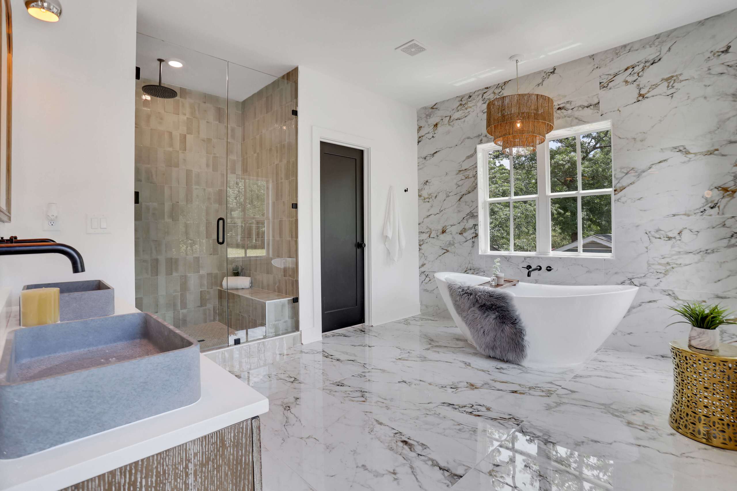 Luxury, custom bathroom construction, new home construction