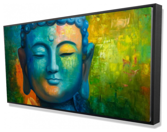 Blissful Buddha, Framed Print On Canvas, 40" Asian Prints And