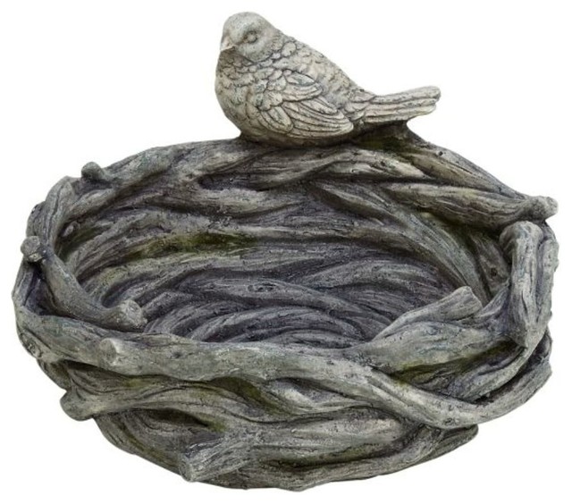 Song Bird Perched On Twig Nest Bird Feeder Rustic Garden