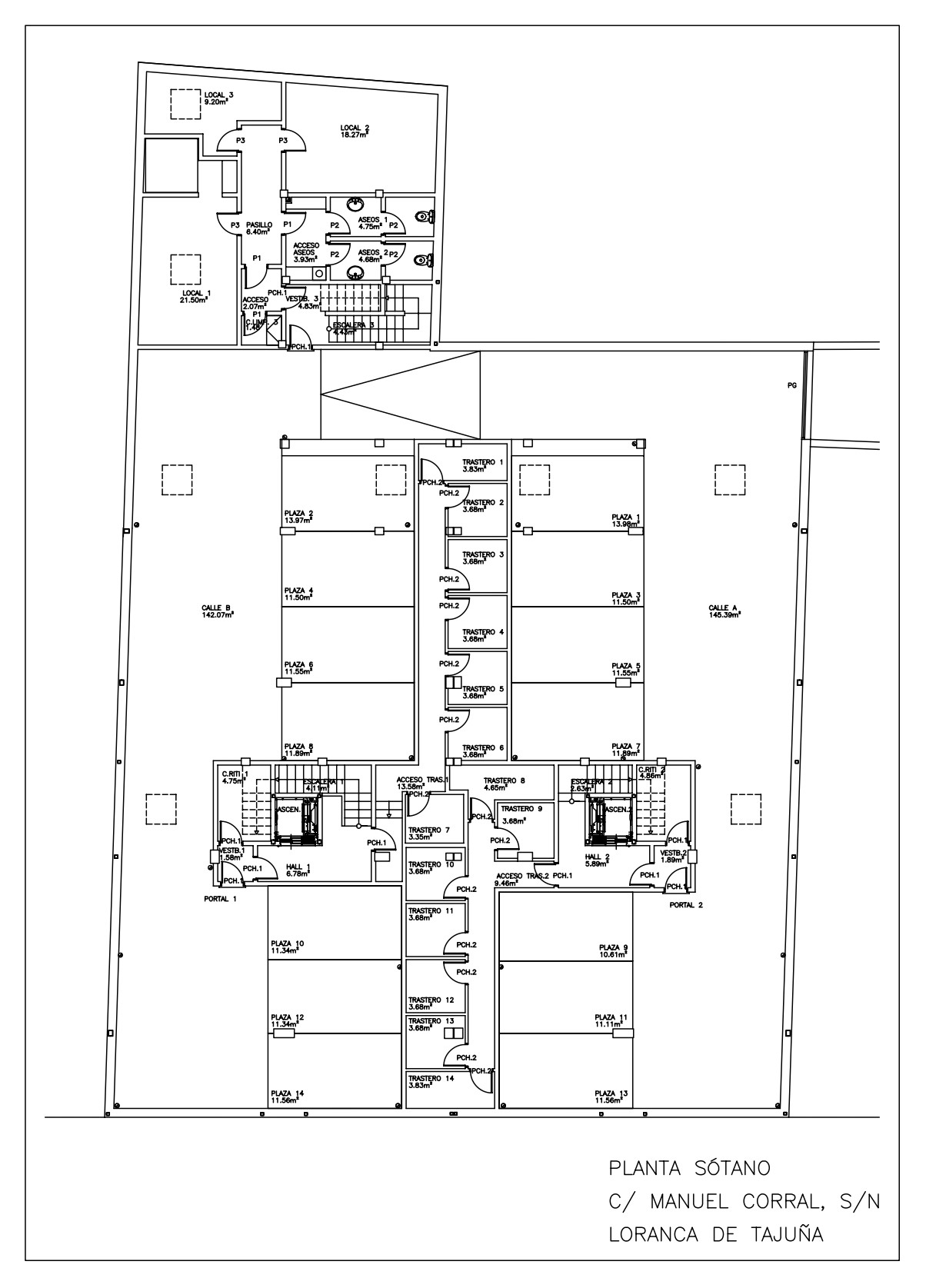 Edificio 16 viviendas dos bloques, garajes y trasteros 1972,24 metros cuadrados.