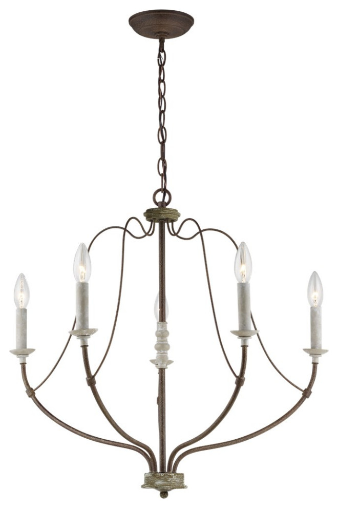 Sea Gull Nadia Five Light Chandelier 3000405-748 - Distressed White Wood