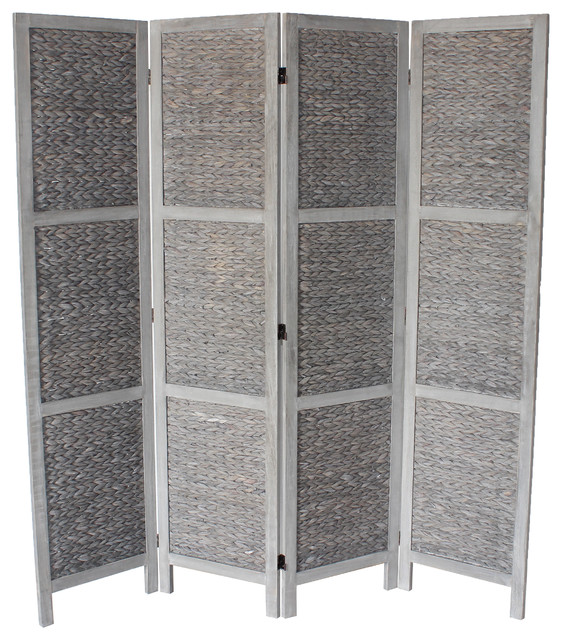 Beck 4Panel Room Divider, Gray Tropical Screens And Room Dividers