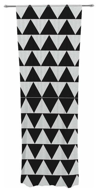 "Mirrored Triangles" Black White Geometric Digital Decorative Sheer Curtain