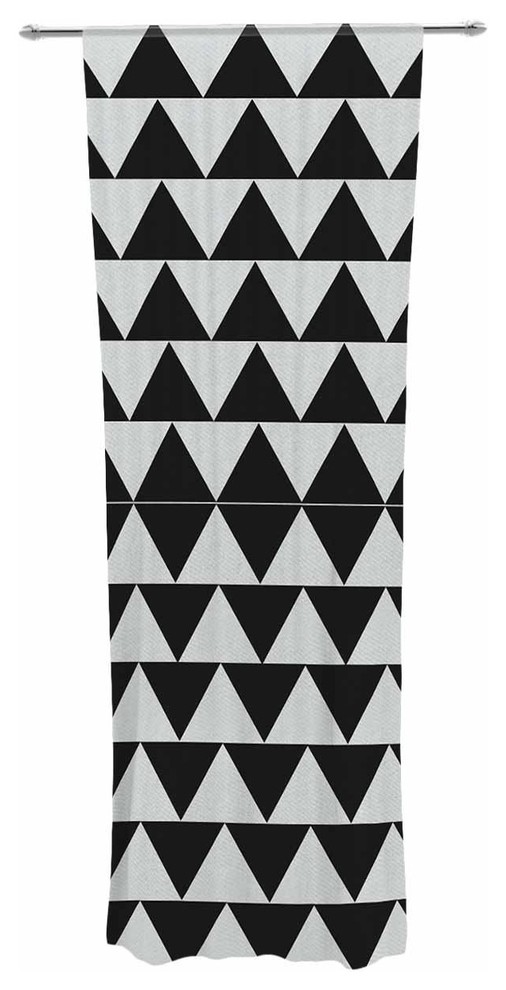 "Mirrored Triangles" Black White Geometric Digital Decorative Sheer Curtain