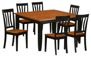 Parfait 7 Piece Solid Wood Dining Set Black And Cherry