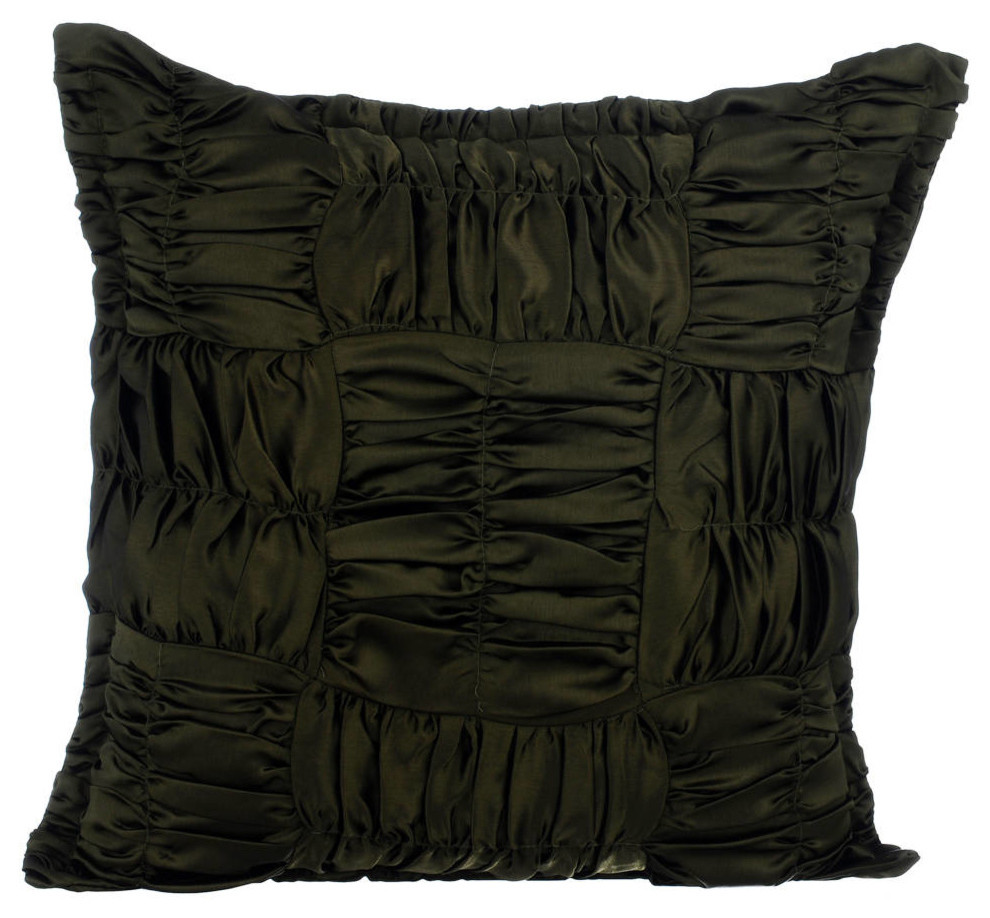 Green Decorative Pillow Covers Satin Dreamy Olive Contemporary