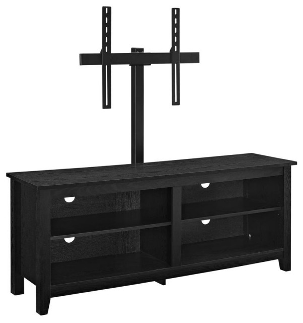 Walker Edison 58" Wood Tv Console With Mount, Black Contemporary