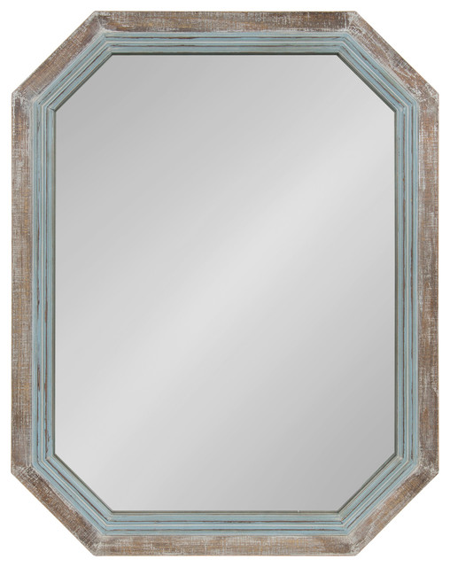 Palmer Wood Octagon Wall Mirror Blue, Blue Distressed Wood Mirror