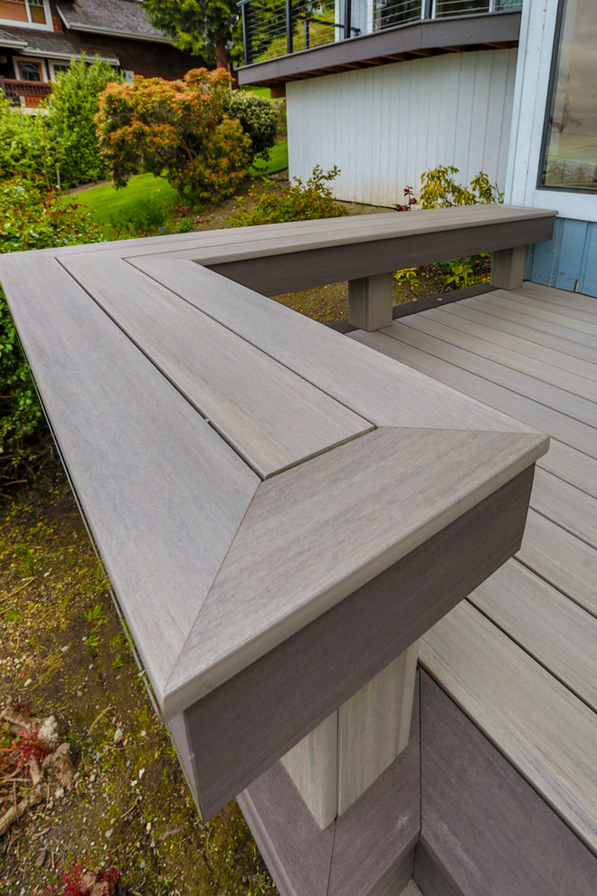 Inspiration for a large beach style side yard deck in Seattle.