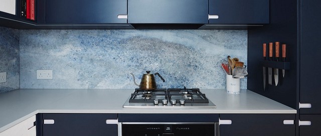 Blue Calcite Quartzite Splashbacks contemporary-kitchen