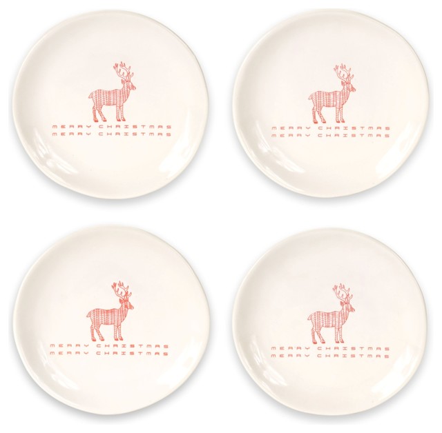 Deer Plate (Set of 4) 6.75"D Stoneware