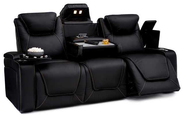 black leather theater recliner