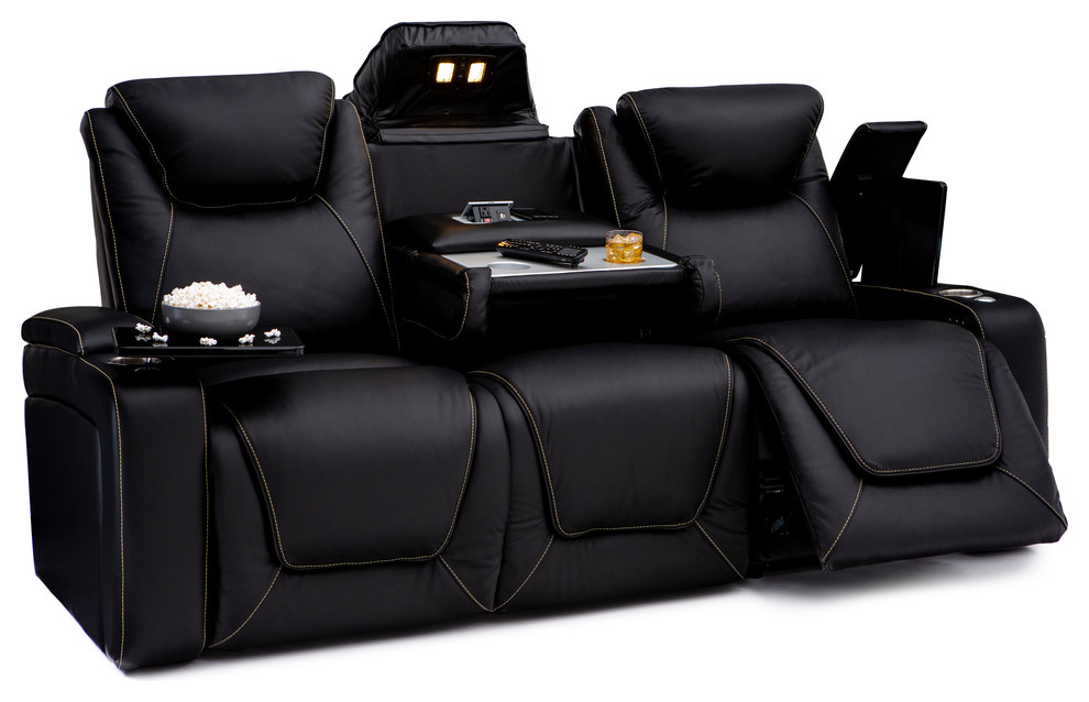 Seatcraft Vienna Leather Home Theater Seating Power Recline Sofa