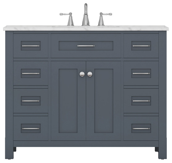 Norwalk 42" Bathroom Vanity with Carrera Marble Top, Gray