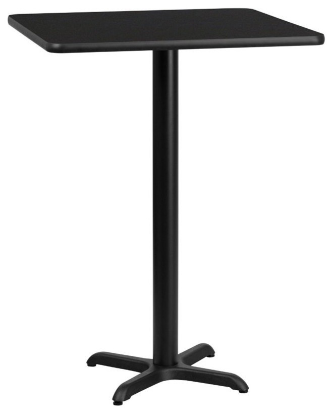 Bowery Hill Cast Iron/PVC Square Restaurant Bar Table in Black