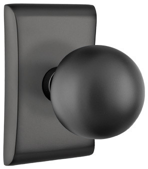 Emtek Contemporary Orb Privacy Door Knob Set with Neos Rosette - Flat Black