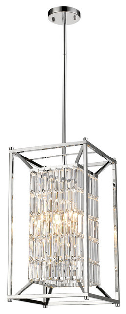 Chrome Cage Clear Crystal Dropping Light Fixture Contemporary Pendant Lighting By Design Living Houzz - Metal Cage Pendant Light With Crystals