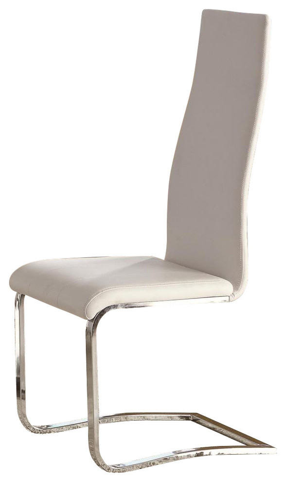 White Faux Leather Dining Chairs With Chrome Legs, Set of ...