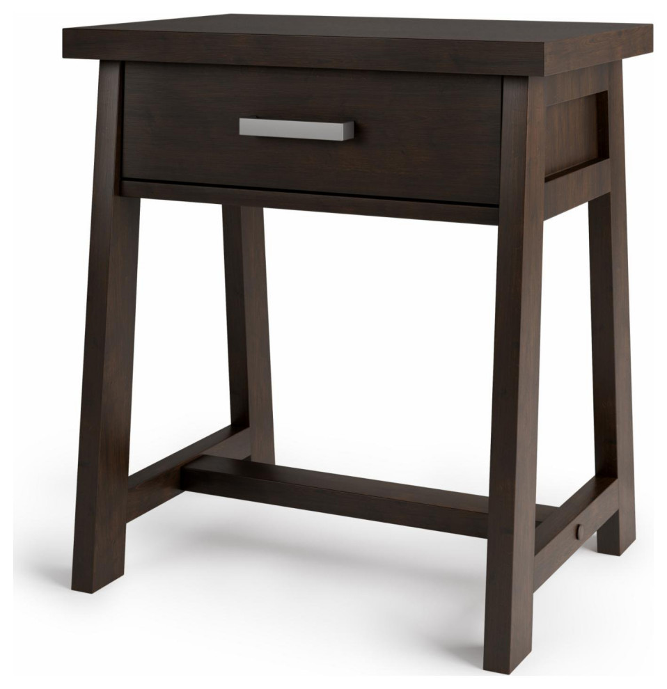 Modern Industrial Nightstand, Sawhorse Legs and Storage Drawer