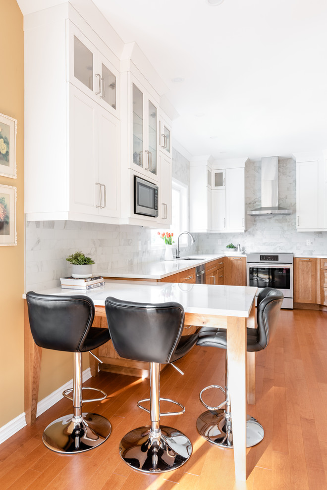 Mid-sized transitional home design photo