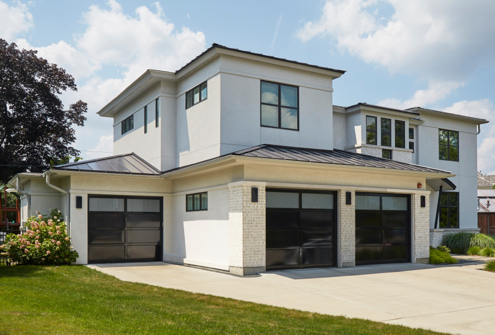 High Gloss Black Metal Garage Doors Transitional Exterior Chicago