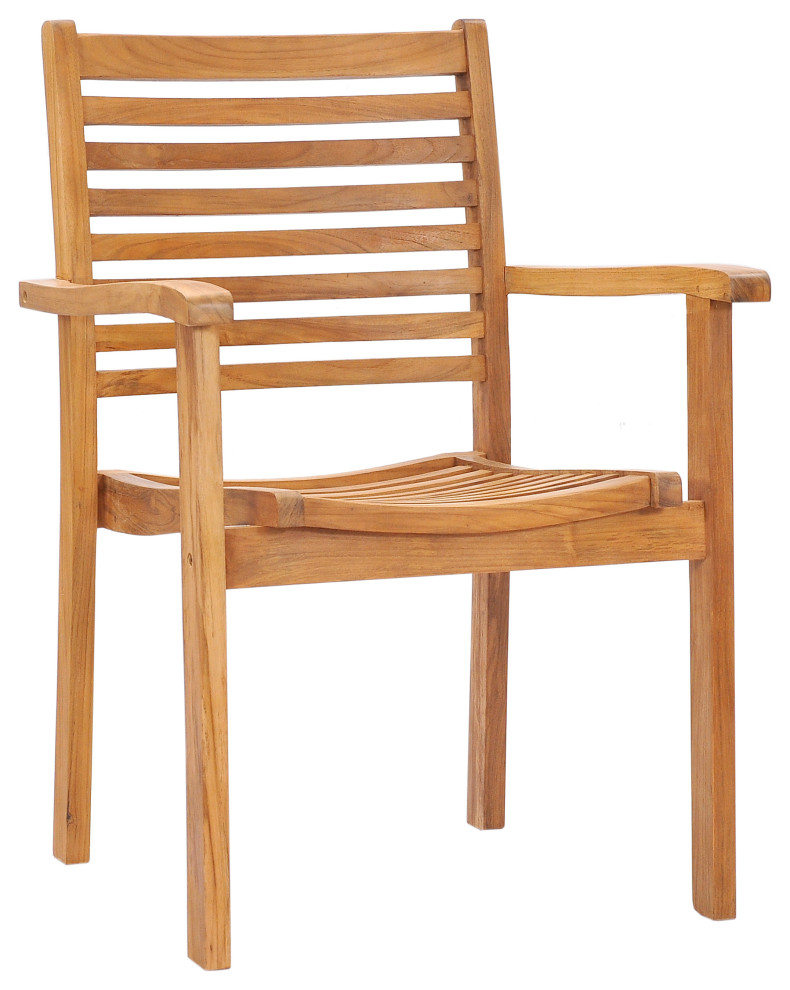 Teak Wood Italy Stacking Outdoor Patio Arm Chair Made From A Grade Teak Wood Transitional Outdoor Dining Chairs By Chic Teak