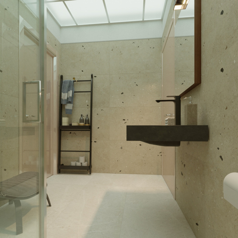 Дизайн проект и визуализация гостевого санузла в частном доме