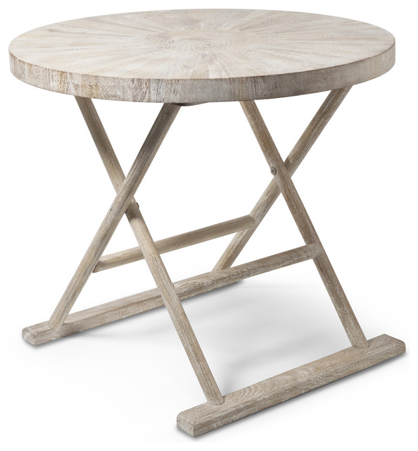 Kismet Coastal Beach Mango Driftwood Folding End Table