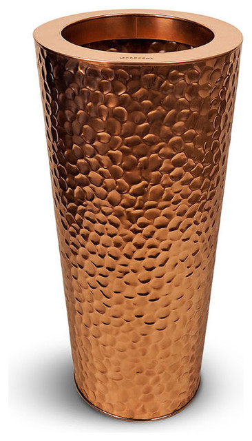 Coppa Martello Stainless Steel Cone Hammered Copper Planter Coppa Martello Stainless Steel Cone