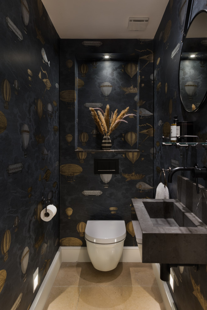 Design ideas for a contemporary powder room in London.