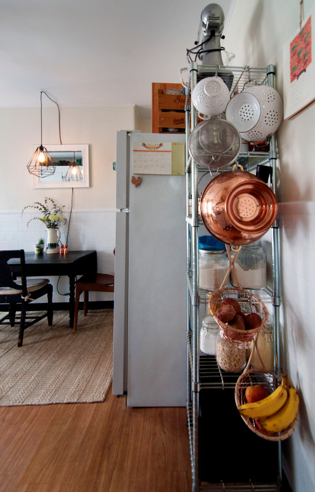 This is an example of an eclectic kitchen in Boston.