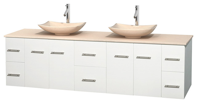 Wyndham Collection 80 Double Bathroom Vanity White Ivory Marble