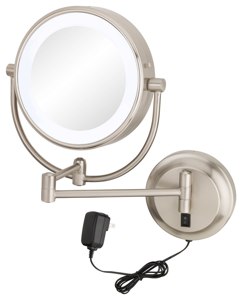 Neomodern LED Lighted Wall Mirror Hardwired Contemporary Makeup