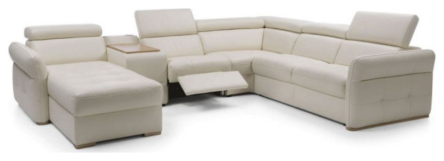 Massimo Modern Leather Corner Sectional, White Leather Corner Sofa
