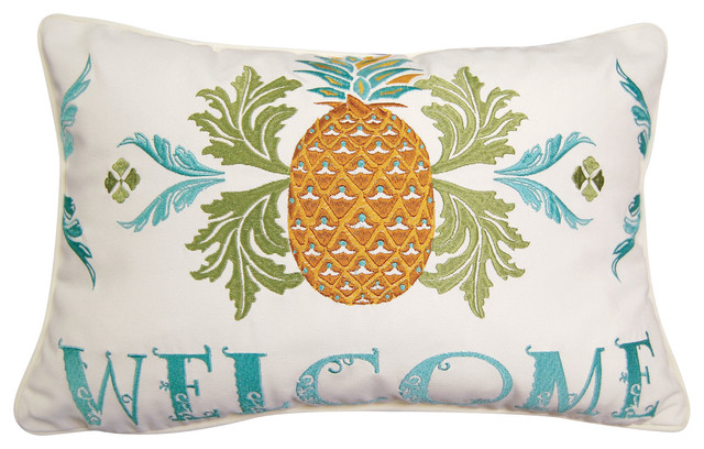 Pineapple Welcome Pillow - Tropical - Decorative Pillows - by Rightside Design LLC