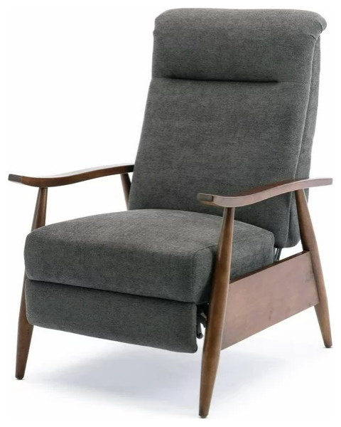 Modern Classic Polyester Fabric Push Back Recliner with Exposed Wood ...
