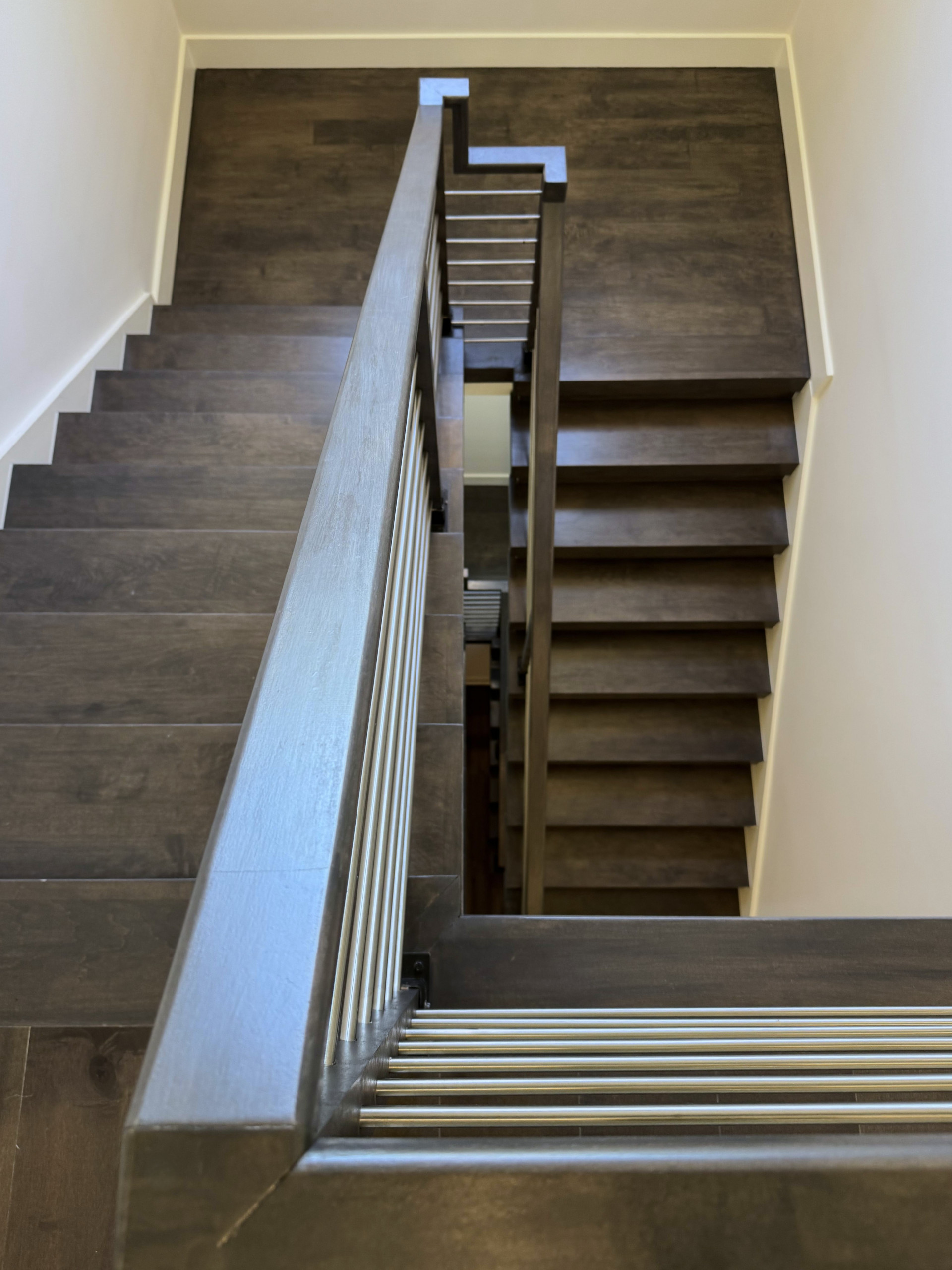 137_Transitional Maple Staircase with Stainless Steel Rail, Clifton, VA 2014