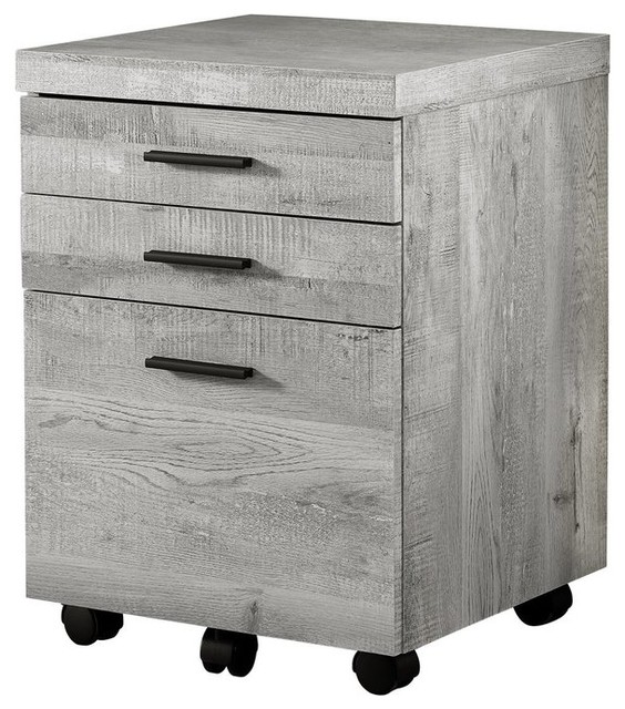 Lateral Wooden Filing Cabinet With 3 Drawer Farmhouse Filing