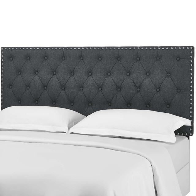 Contemporary Modern Bedroom Twin Size Tufted Headboard, Fabric, Navy ...