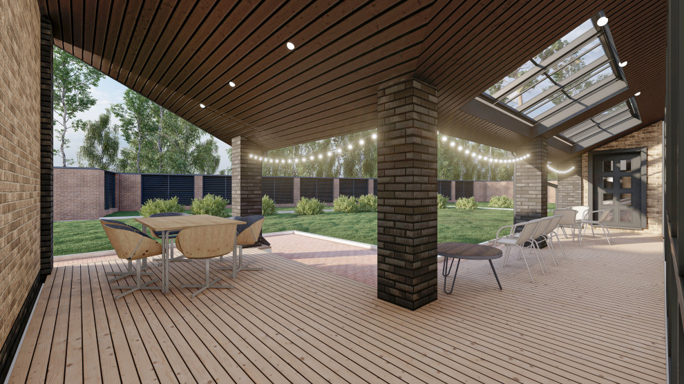 Жилой дом с мансардой, пристроенным банным комплексом и гаражным комплексом