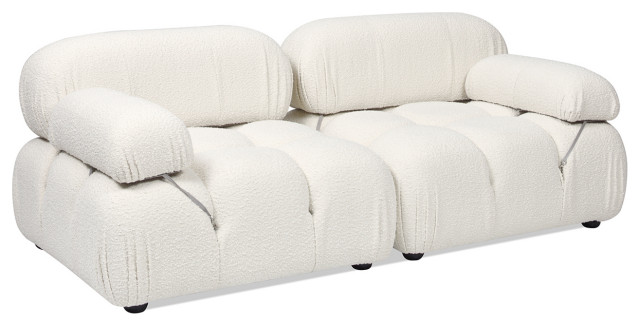 Marcel 72.5" Modular Modern 2-Piece Loveseat Sofa, Ivory White Boucle