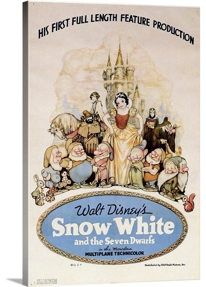 "Snow White and the Seven Dwarfs (1937)" Wrapped Canvas Art Print, 12"x18"x1.5"