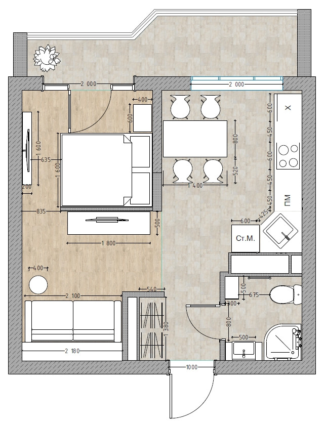 Планировочные решения. Квартира в г. Сочи ЖК "Жилые кварталы. Литера 1"