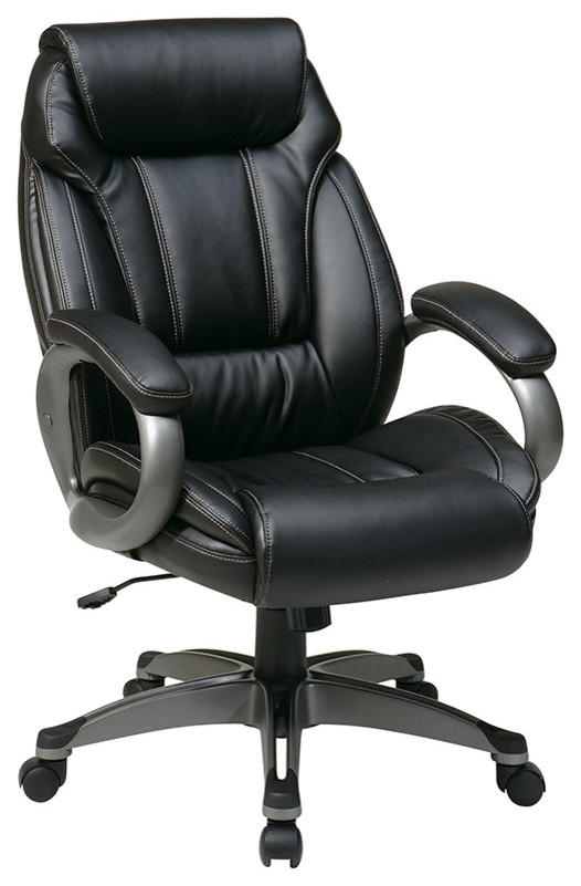 Executive Bonded Leather Chair with Padded Arms and Coated Base