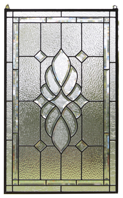 20" x 34" Stunning Handcrafted All clear stained glass and beveled window  Panel - Traditional - Stained Glass Panels - by Three Mountain  International Inc. | Houzz