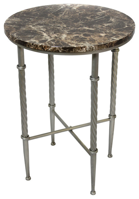 Urban Designs Marble Top Round Metal Accent and End Table