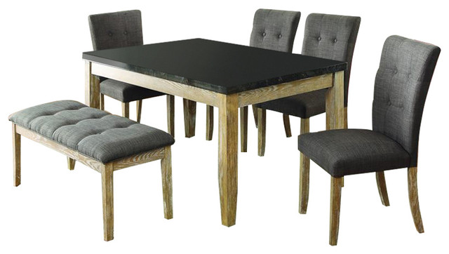 Homelegance Huron 6 Piece Dining Room Set With Faux Marble Top Light Oak Homelegance Huron 6 Piece Dining Room Set With Faux Marble Top Light Oak